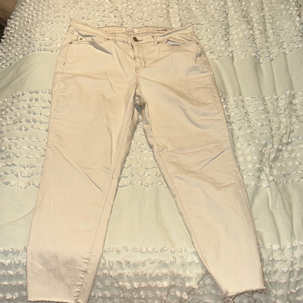 Nicole Miller Cream Ankle Jeans
